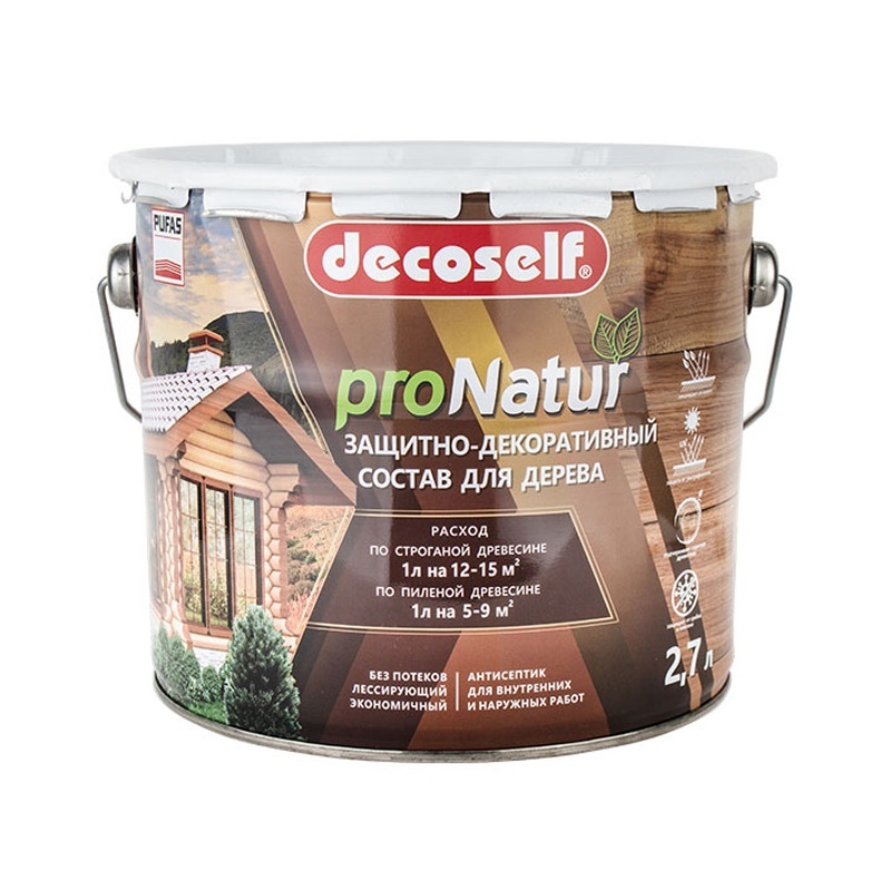 Рекомендуем купить Антисептик лессирующий для дерева Pufas Decoself бесцветный (2,7 л)