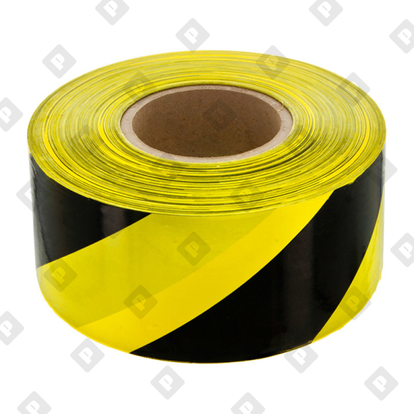 Лента сигнальная 75 мм x 200 м черно-желтая - №1