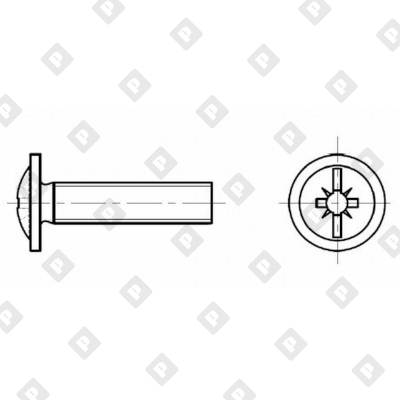 Винт DIN 967 М3x10 с низкой полукруглой головкой и прессшайбой, крестообразный шлиц, кл. пр. 4.6, оц. сталь - №3