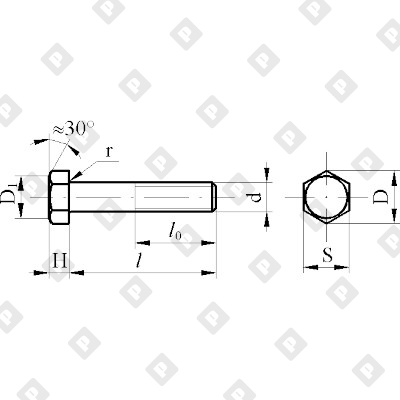Болт ГОСТ 7805 M22x120 с шестигранной головкой и неполной резьбой, кл. пр. 8.8, оц. сталь - №2