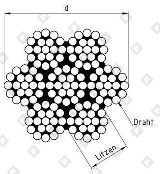 Трос ART 8382 (DIN 3060) Ø6 мм, конструкция 7х19, нерж. сталь А2 - №2