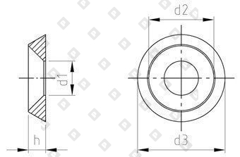 Шайба NF E 27-619 Ø12 полнотелая, со скосом 90 градусов, нерж. сталь А4 - №4