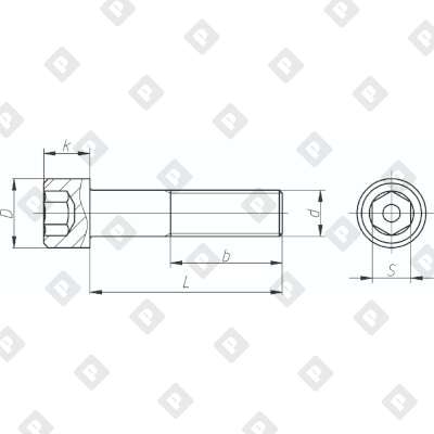Винт DIN 912 М5x25 с полной резьбой и цилиндрической головкой с внутренним шестигранником, кл. пр. 10.9, оц. сталь - №2