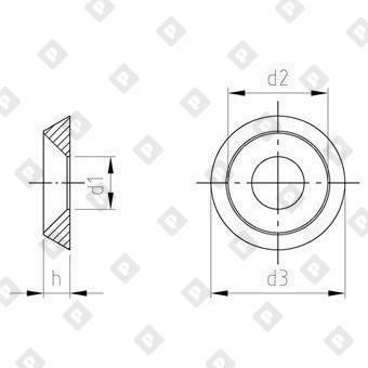 Шайба NF E 27-619 Ø3 полнотелая, со скосом 90 градусов, нерж. сталь A1 - №4