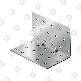 Уголок крепежный 60х60х100х2 мм, с двумя рёбрами, оцинк. - №1