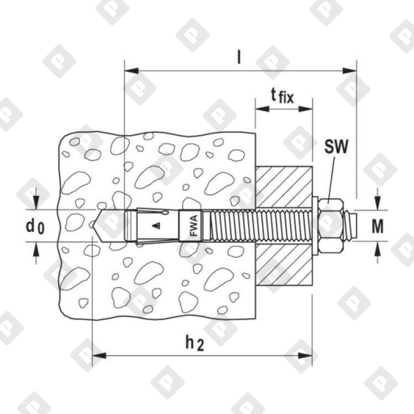 Клиновой анкер fischer FWA M12x100/10, оц. сталь - №2