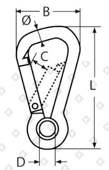 Карабин асимметричный с кольцом ART 8322 11X120 нерж. сталь А4 - №2