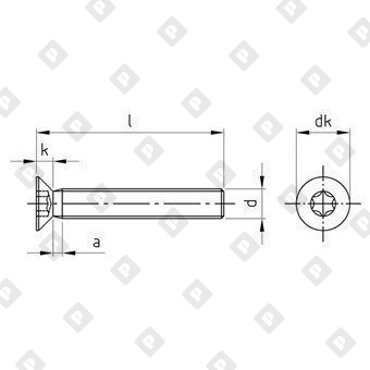 Винт DIN 965 М1,6x20 с потайной головкой и шлицем TX, нерж. сталь A2 - №4