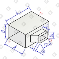 Тройник прямоугольного сечения с прямоугольной косой врезкой - №1