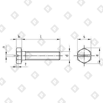 Болт DIN 933 SZ M3x8 с шестигранной головкой, прямым шлицем и полной резьбой, нерж. сталь A4 - №3