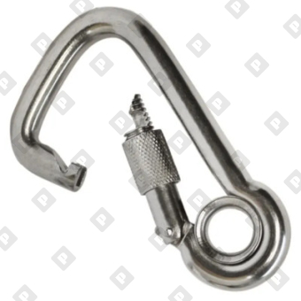 Карабин пружинный ассиметричный с кольцом и резьбовой втулкой ART 8951 10x100, нерж. сталь A4 - №1